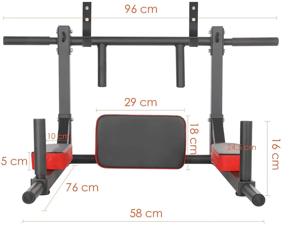 Lynly - Wandgemonteerde Pullupbar Chin Up Bar stang, Dips Station voor thuis. 2 in 1. Wissel tussen dipstation en pull up stang thumbnail 4