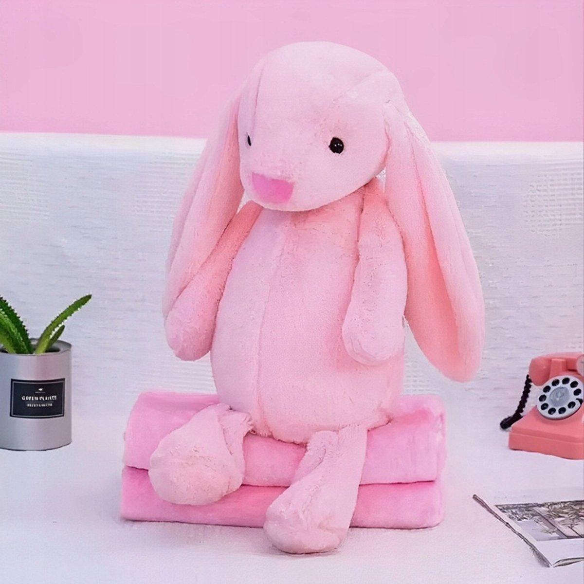 Grote Roze Konijn Pluche met Dekentje XXL 3-in-1 Knuffel