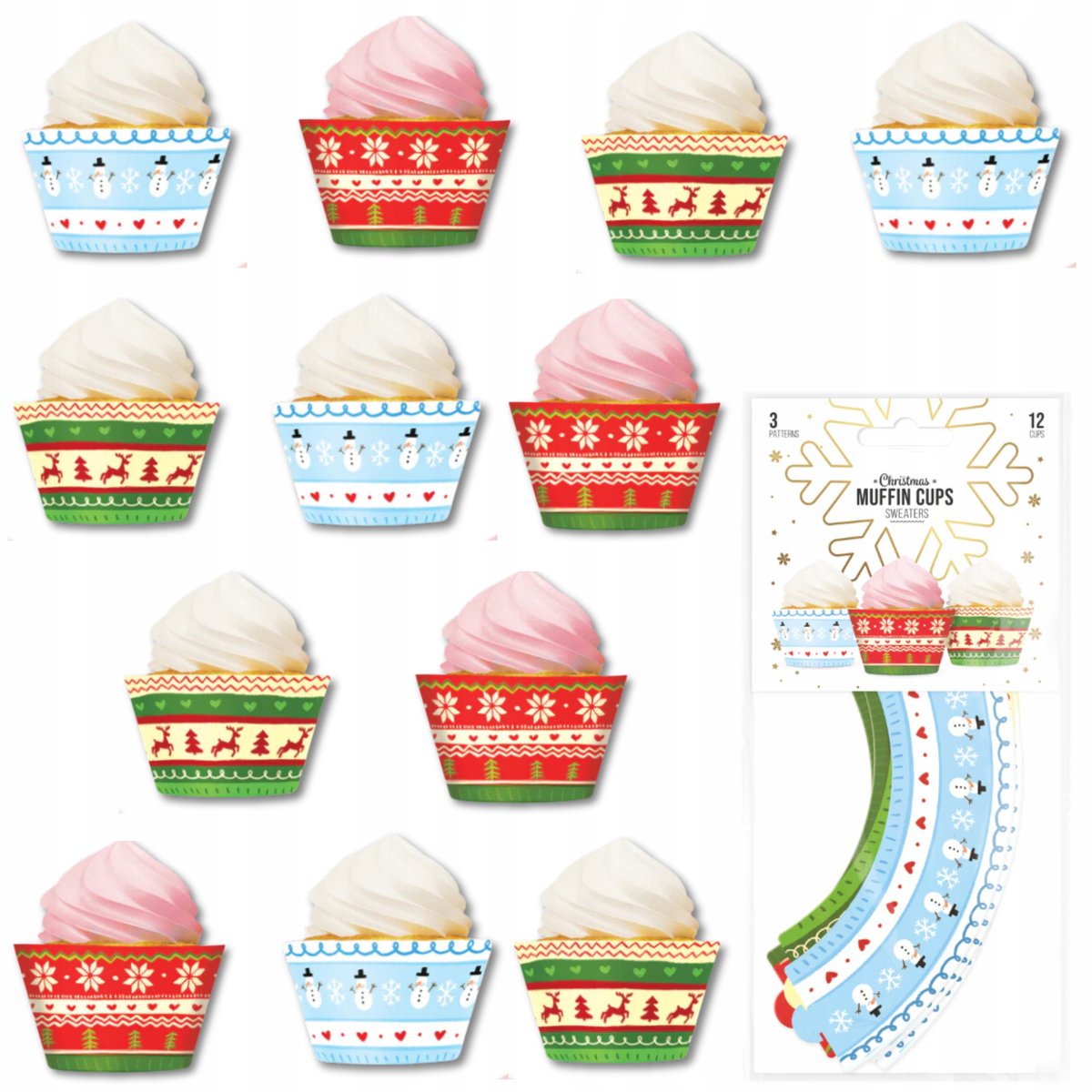 Papieren Muffinvormpjes Kerst - 12 Stuks