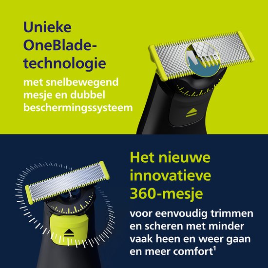Philips OneBlade Pro 360 Face + Body - Zwart - Trimmer, scheerapparaat en styler in 1 - Mannen - QP6542/15