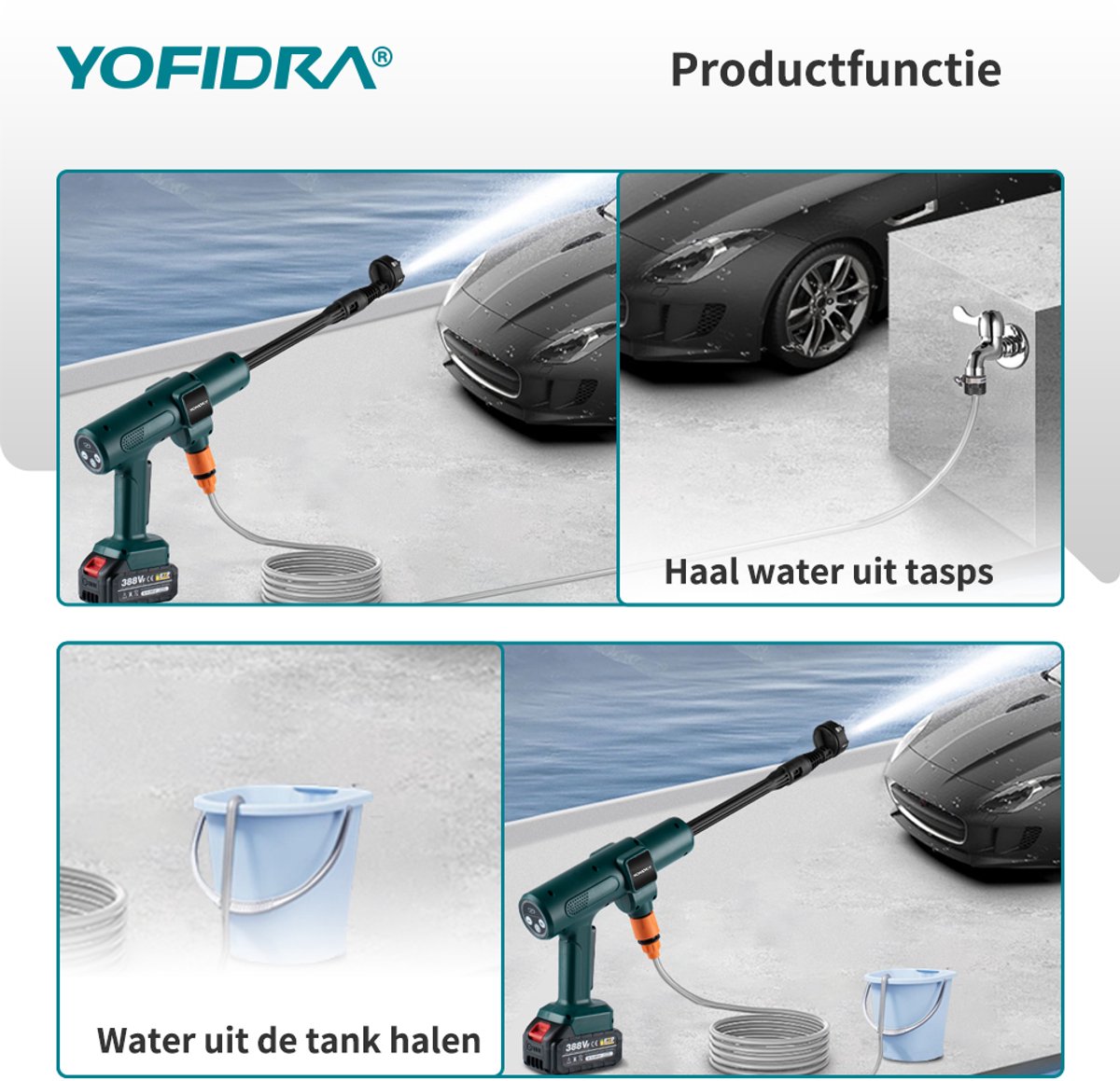 Yofidra Accu-hogedrukreiniger - 2 accu's
