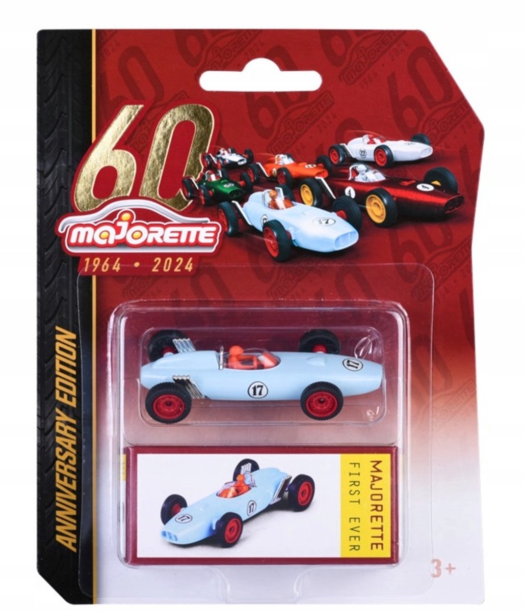 Majorette 60e verjaardag eerste raceauto ooit - Blauw 1:64 Metaal