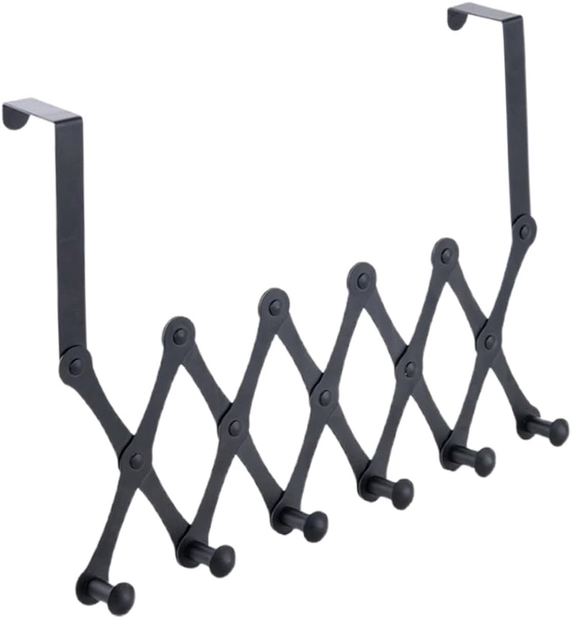 Deurhaken met 6 Verstelbare Haken – Zwarte Over-de-Deur Kapstok voor Kleding, Handdoeken, Jassen, Tassen en Hoeden – Ruimtebesparende Deur Organizer