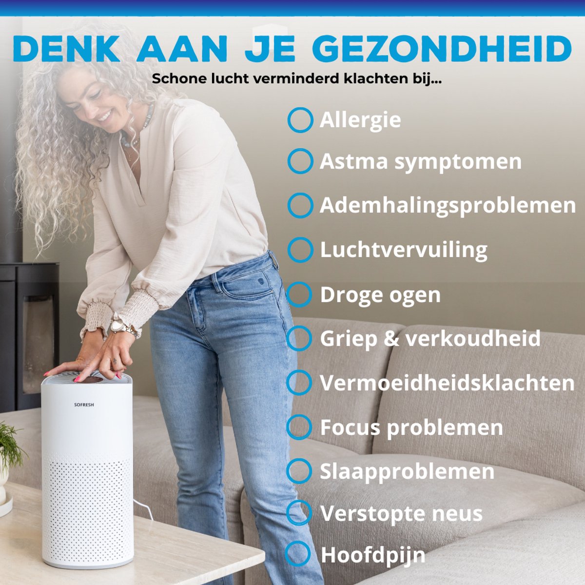 Sofresh luchtreiniger met app - 30 m² - Automatische stand + 6-in-1 filtersysteem - Luchtkwaliteitsindicator - Ionisator - UV - Luchtfilter - Air purifier met HEPA-filter — afbeelding 3