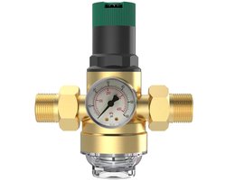 EXCITAT Waterdrukregelaar - 3/4 inch drukreduceerventiel - met manometer en filter - geschikt voor tuinberegening en gasverwarmingskranen.