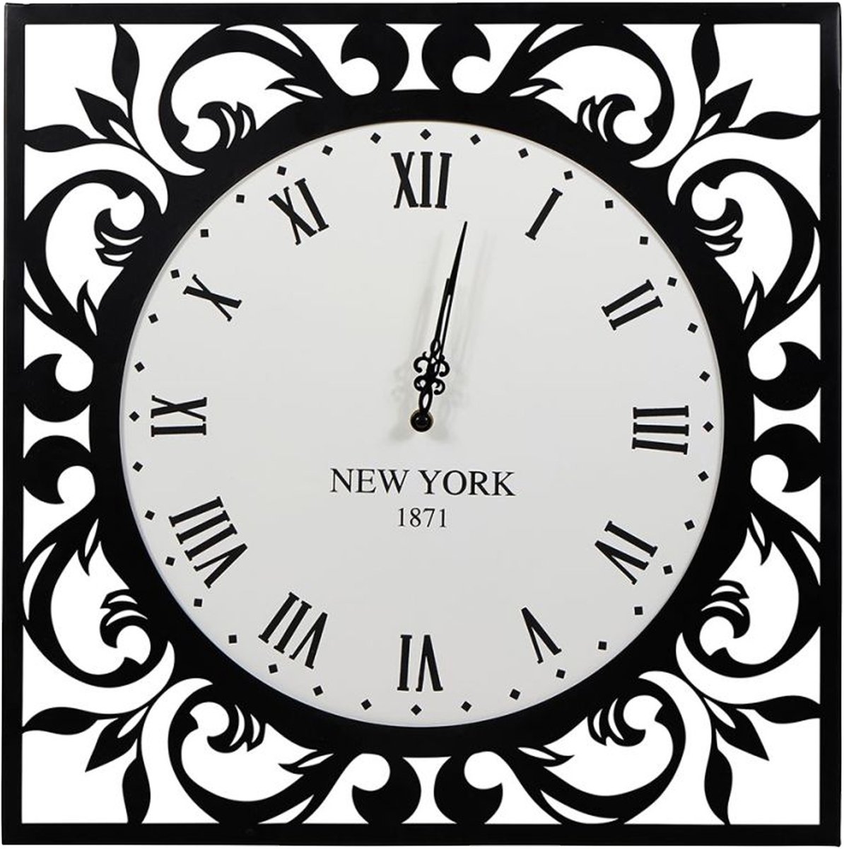 Ostaria Wandklok/muur klok Elisabeth - New York 1871 - D50 cm - MDF/metaal - zwart - woonkamer/keuken
