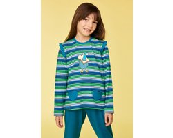 Woody pyjama meisjes/dames - multicolor gestreept - duif - 252-10-PLG-S/912 - maat 140