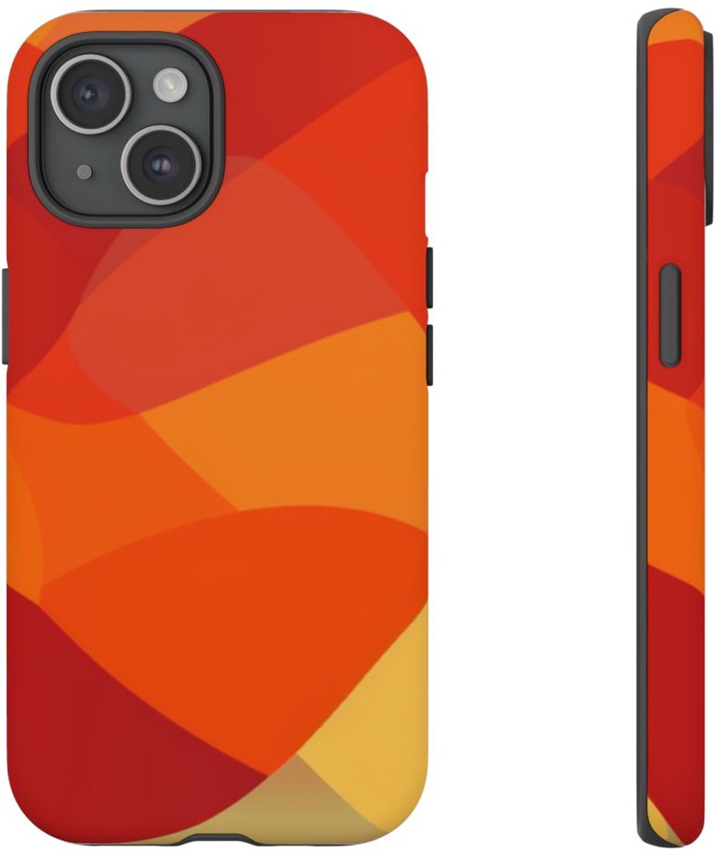 Warme Abstracte Overlappende Vormen – Telefoonhoesje Geschikt voor iPhone 15