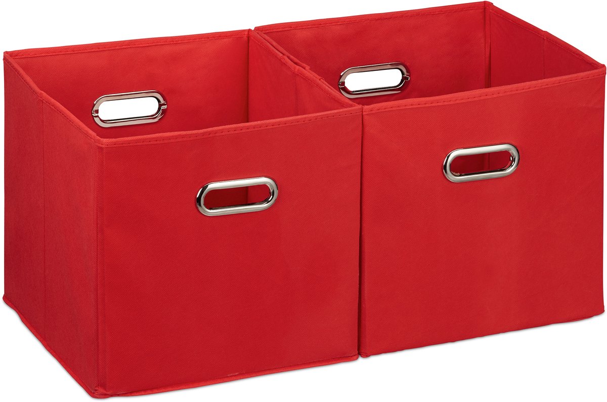 6x opbergbox stof - opvouwbaar - opbergmand - 30 cm - kast organizer - rood