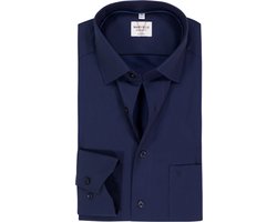 MARVELIS modern fit overhemd - mouwlengte 7 - structuur - donkerblauw - Strijkvrij - Boordmaat: 41