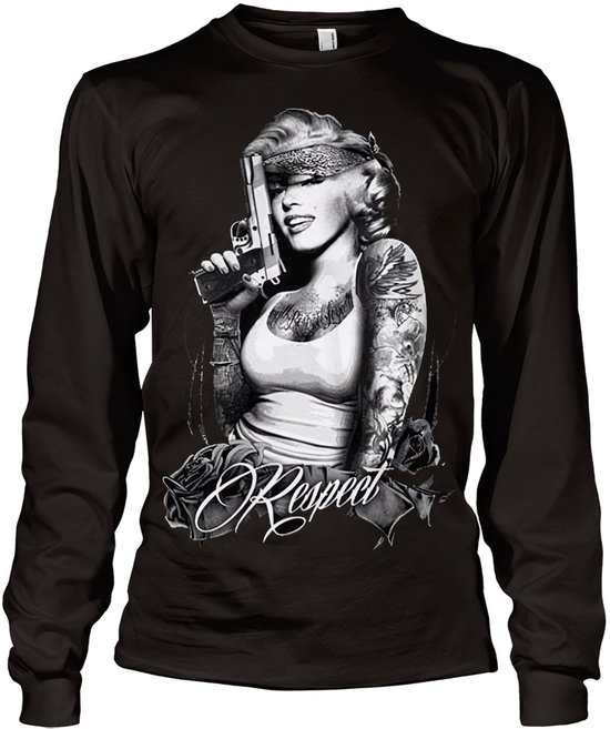 Marilyn Monroe Respect Long Sleeve Tee AB-19-18518-L32 Black-S