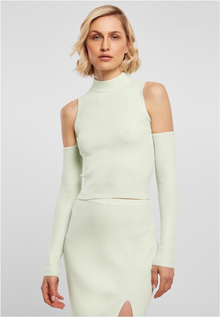 Urban Classics Rib Knit Cut Out Sleeve Longsleeve top L Mintgroen