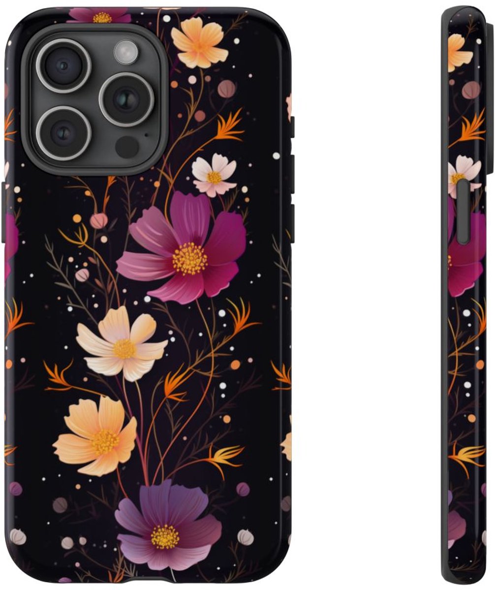 Elegant Bloemenpatroon met Cosmos – Telefoonhoesje Geschikt voor iPhone 15 Pro Max