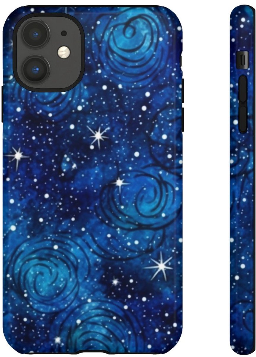 Blauw Sterrenstelsel Patroon – Telefoonhoesje Geschikt voor iPhone 11