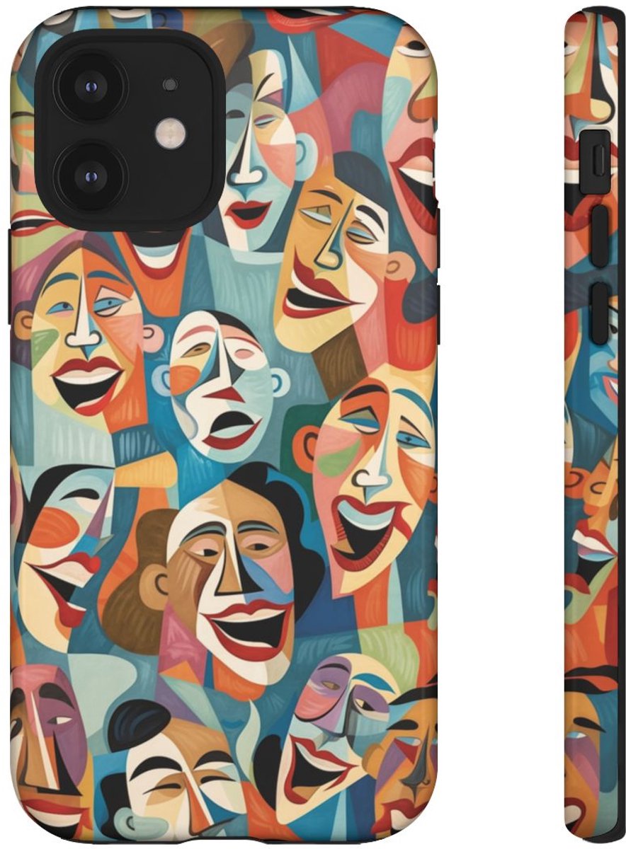 Kleurrijke Abstracte Lachende Gezichten – Telefoonhoesje Geschikt voor iPhone 12