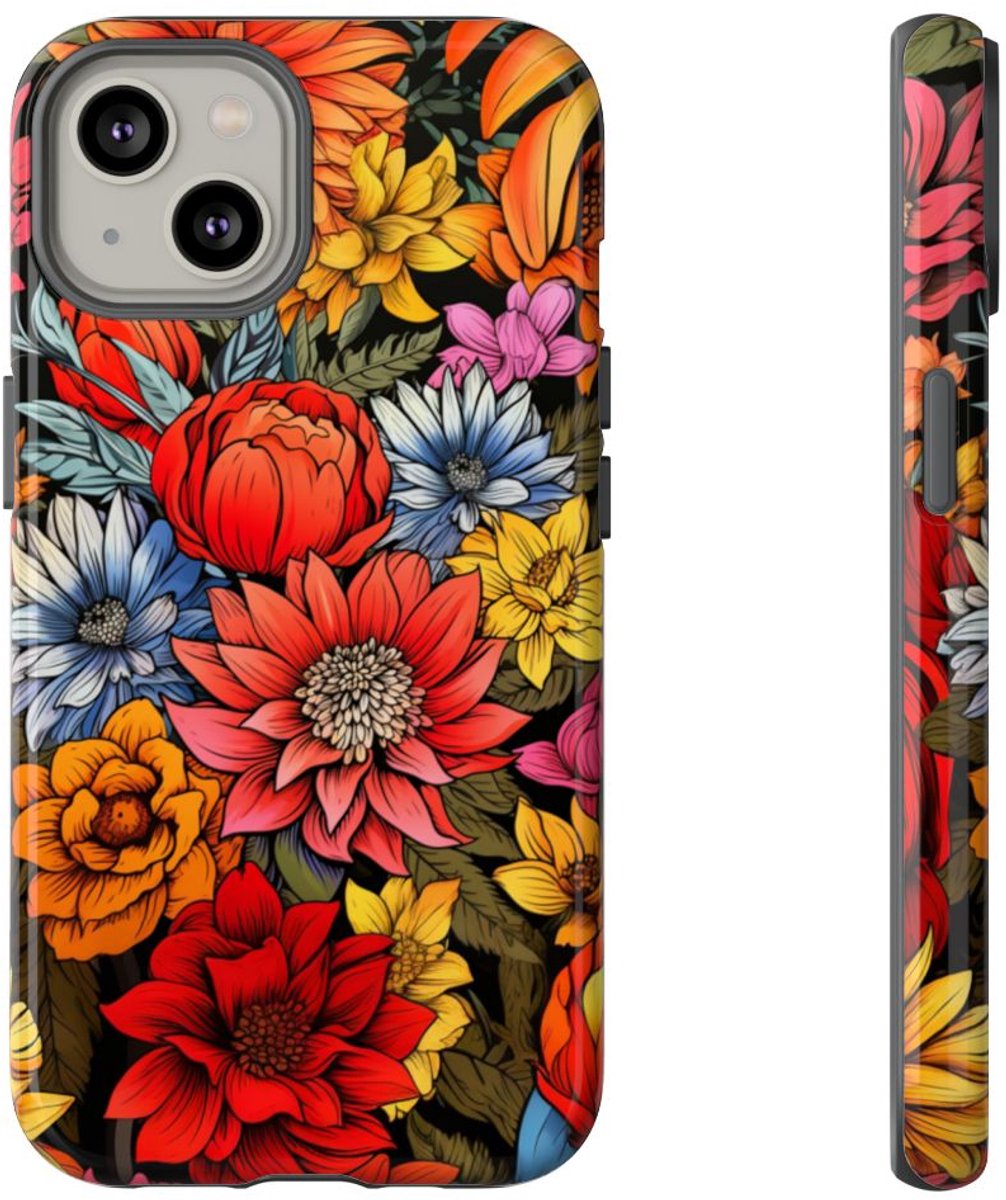Levendig Bloemenpatroon – Telefoonhoesje Geschikt voor iPhone 14