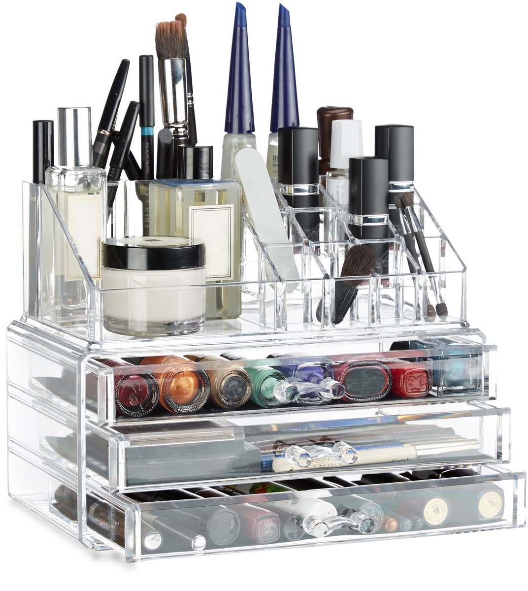2x make-up organizer - sieradendoosje - cosmetica - opbergbox - doorzichtig