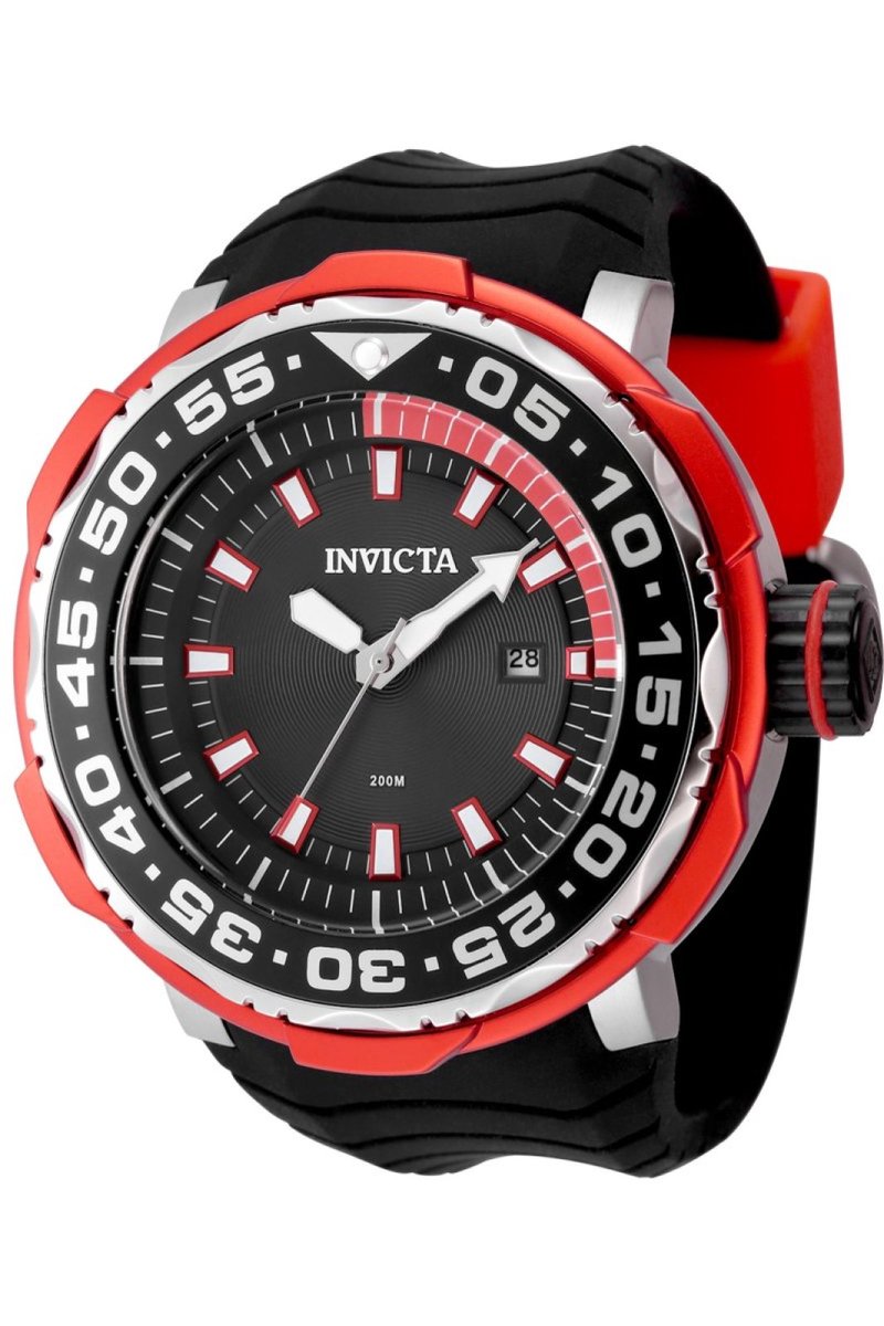 Invicta Pro Diver - Ocean Voyage 48341 Heren Horloge - Waterdicht - Analoog - Quartz Uurwerk - Roestvrij Staal met zwarte Wijzerplaat - 52mm