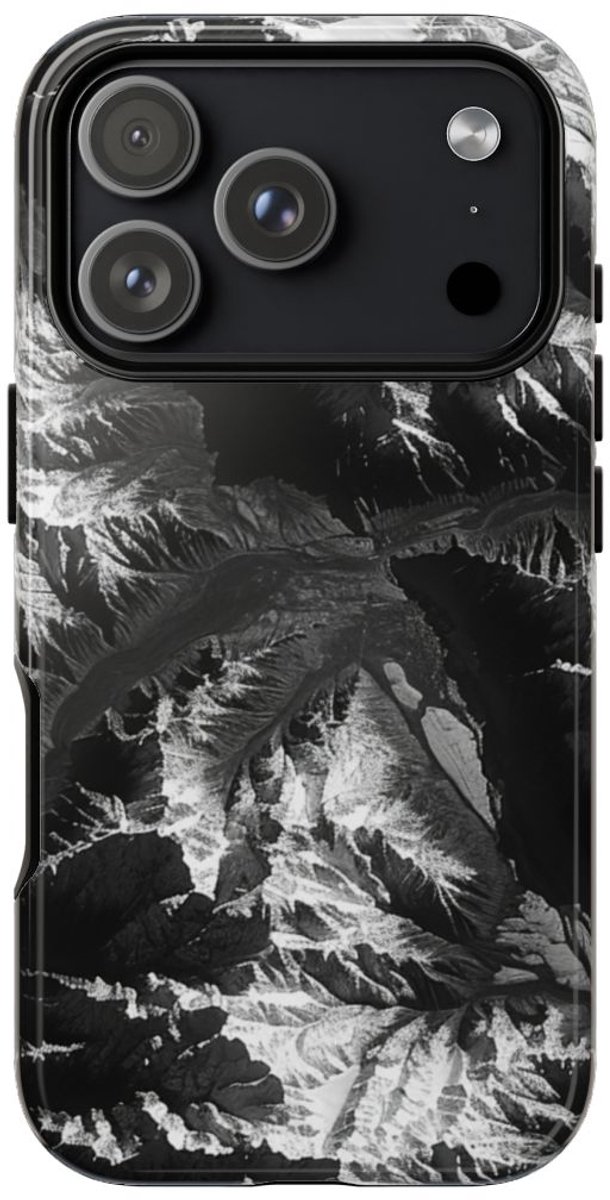 Zwart-Wit Berglandschap – Telefoonhoesje Geschikt voor iPhone 17 Pro