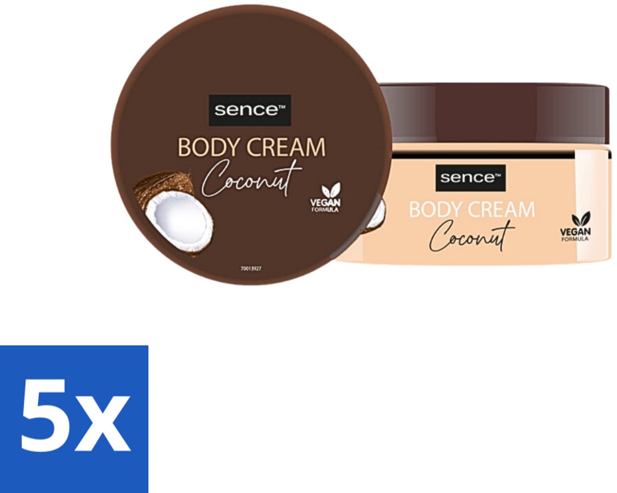 5 x Sence Bodycrème Coconut 200 ml - Kokosolie - Kokosgeur - Lichaamscrème - Hydratatie - Huidverzorging