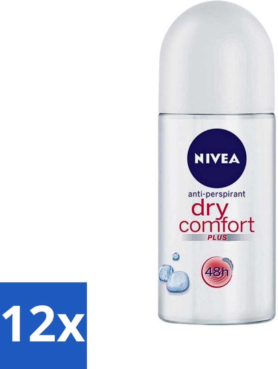 12 x Nivea - Deodorant - Roller - Dry Comfort - 48 Uur Lang Werkend - 50 ml - Anti-transpirant - Zweetbeheersing - Droog Gevoel - 48 Uur Bescherming - Zweetvermindering