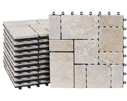 Steentegel MCW-K70, vloertegel balkon/terras natuursteen, 11x elk 30x30cm = 1m² ~ wit