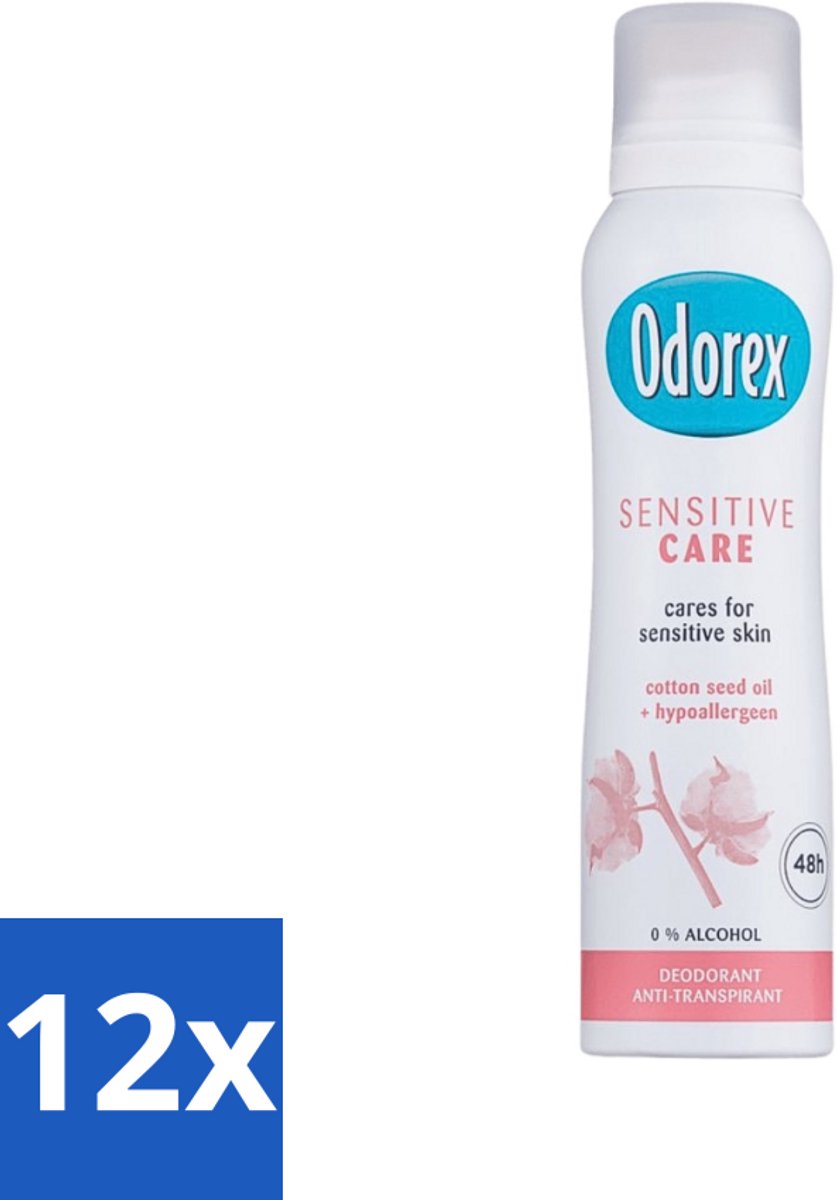 12 x Odorex Deodorant Spray Sensitive Care 150 ml - Gevoelige Huid - Deo Spray - Verzorgende Deodorant - Alcoholvrij - Bisabolol