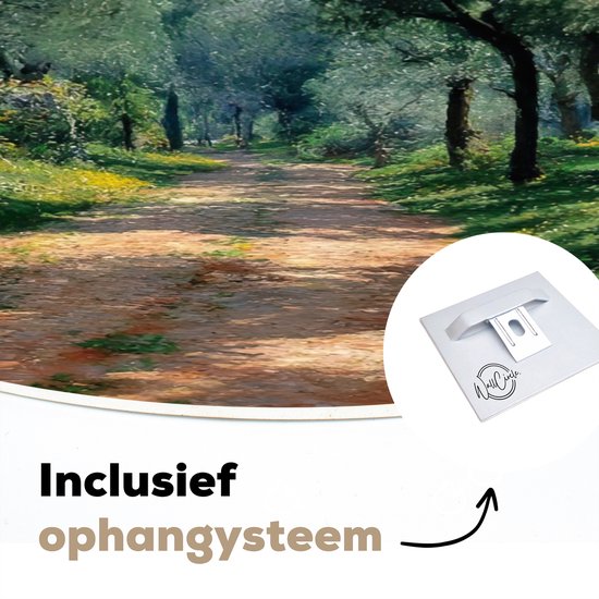 WallCircle® Wandcirkel 60x60 cm - Muurcirkel Pad - Bomen - Schaduw - Muurdecoratie woonkamer - Wanddecoratie slaapkamer - Kamer decoratie accessoires - Ronde schilderijen