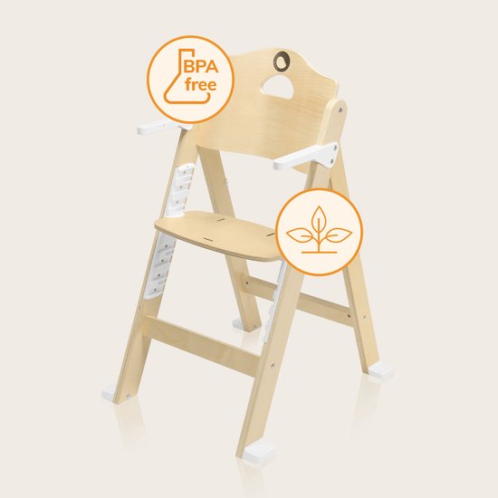 Lionelo Floris - Chaise haute - bois de bouleau - réglage à 4 niveaux - jusqu'à 40kg