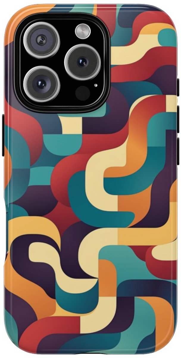 Kleurrijk Abstract Gebogen Patroon – Telefoonhoesje Geschikt voor iPhone 16 Pro