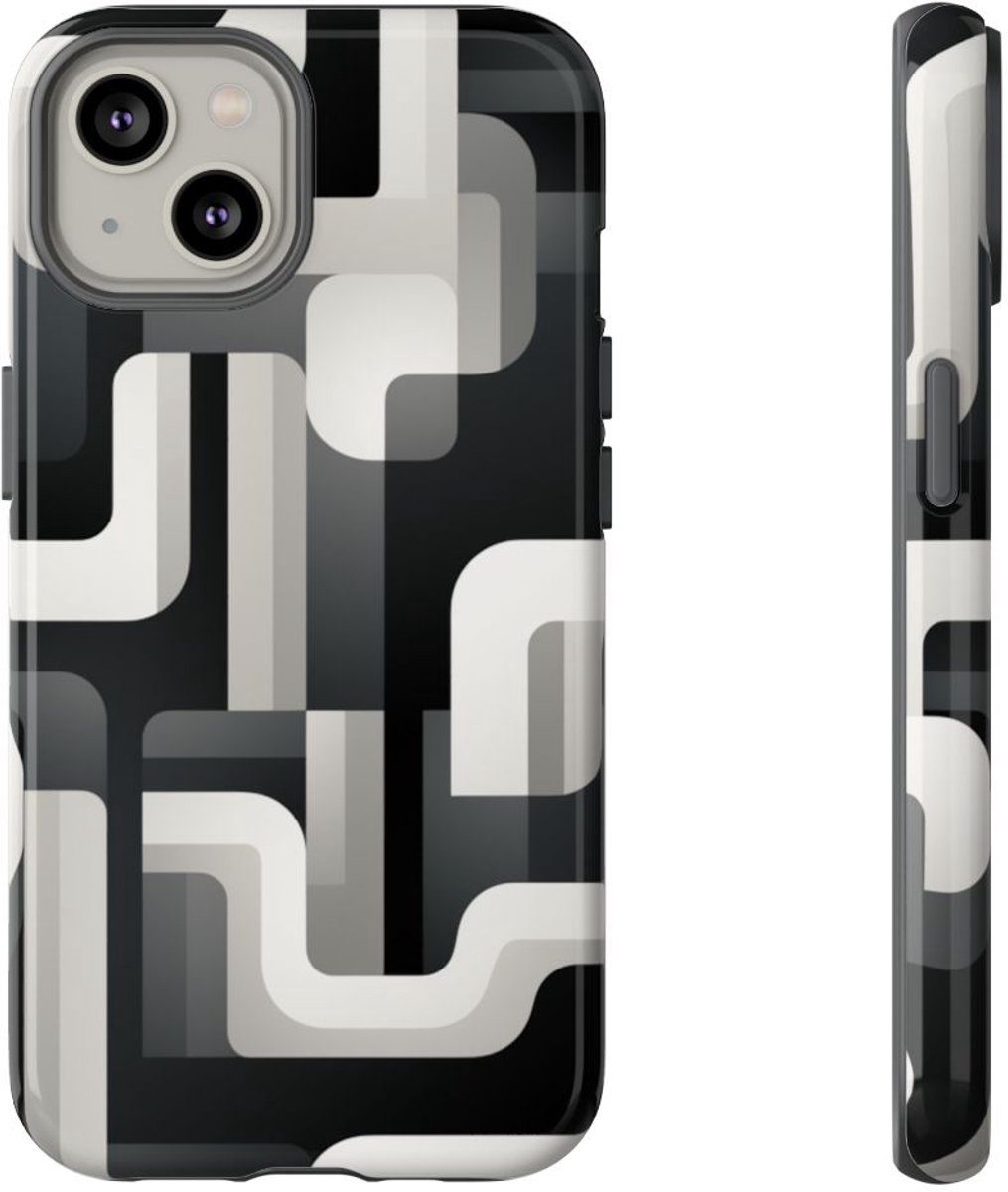 Stoer Zwart-Wit Geometrisch Patroon – Telefoonhoesje Geschikt voor iPhone 14