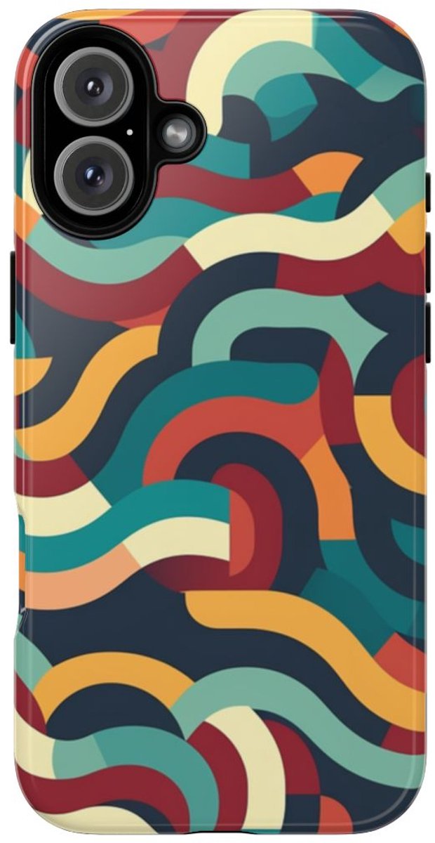 Kleurrijk Abstract Golvend Patroon – Telefoonhoesje Geschikt voor iPhone 16 Plus