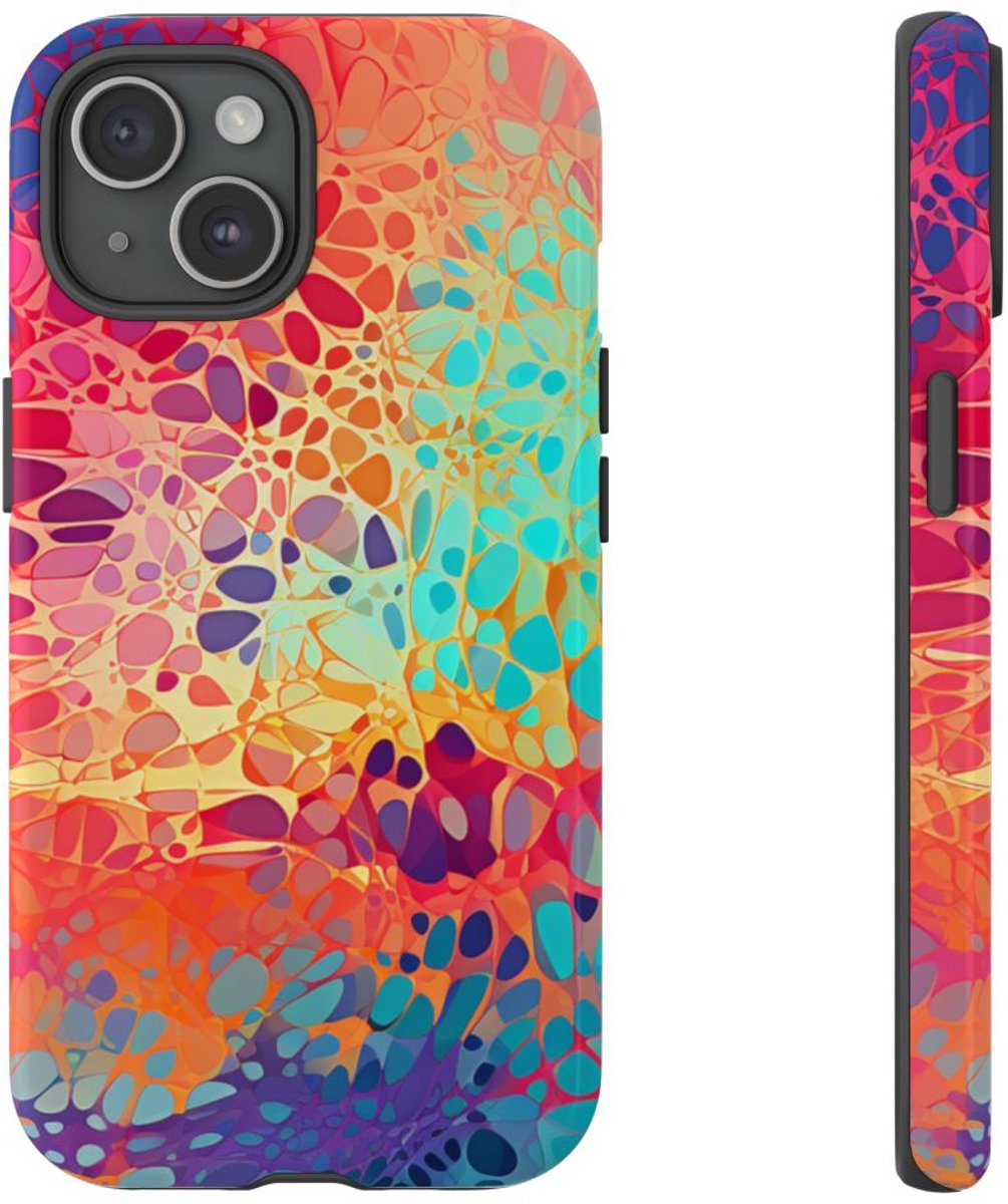 Veelkleurig Abstract Organisch Patroon – Telefoonhoesje Geschikt voor iPhone 15