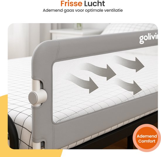 Barrière de lit Goliving - Barrière de lit - Barrière de lit - Barrière de lit pliable - 120 x 45 cm - Gris