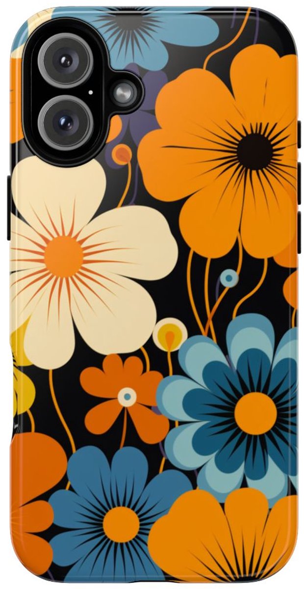 Gedurfd Retro Bloemenpatroon – Telefoonhoesje Geschikt voor iPhone 16 Plus