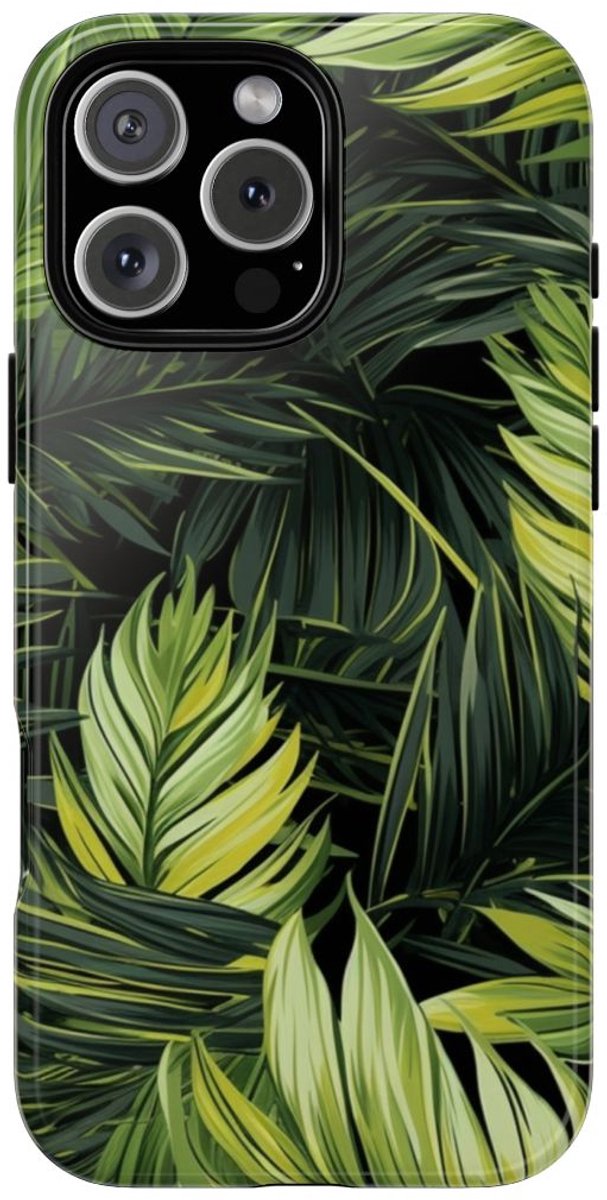 Groen Tropisch Palmbladerenpatroon – Telefoonhoesje Geschikt voor iPhone 16 Pro Max