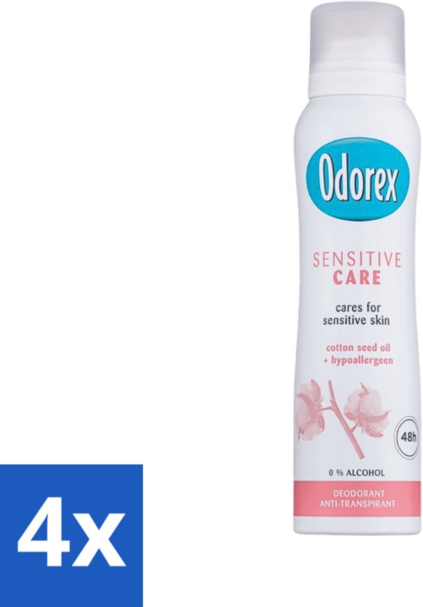 4 x Odorex Deodorant Spray Sensitive Care 150 ml - Gevoelige Huid - Deo Spray - Verzorgende Deodorant - Alcoholvrij - Bisabolol