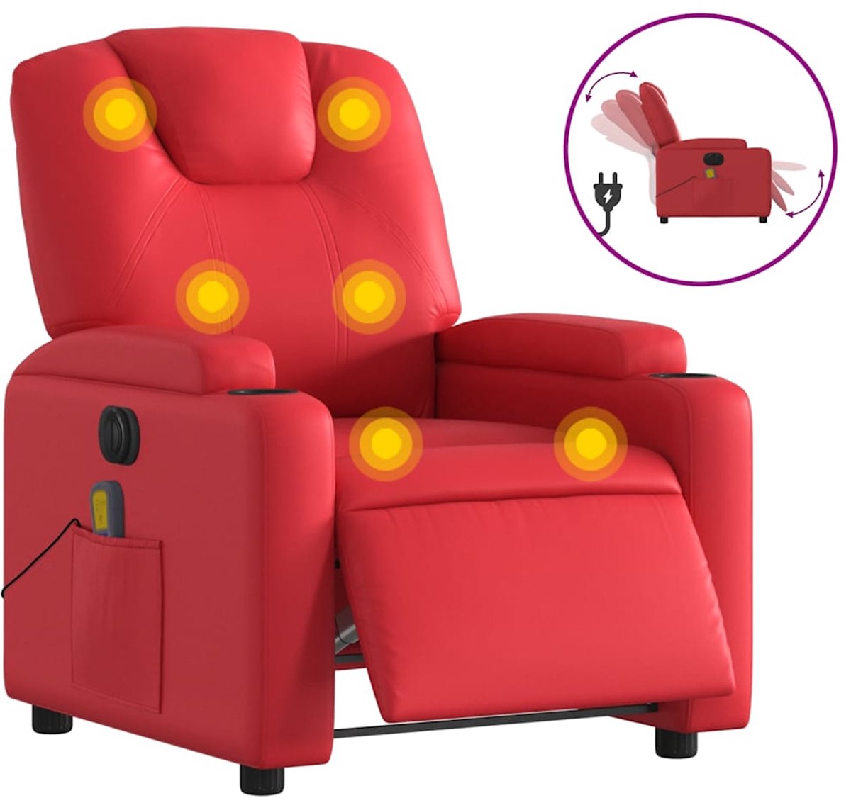 vidaXL Massagestoel - verstelbaar - elektrisch - kunstleer - rood
