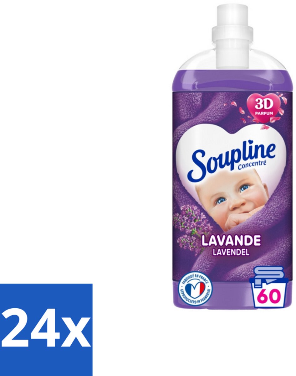 24 x Soupline Wasverzachter Lavendel 1350 ml - Wasverzachter - Lavendelgeur - Langdurige Geur - Wasverzachter Lavendel - Milieuvriendelijk
