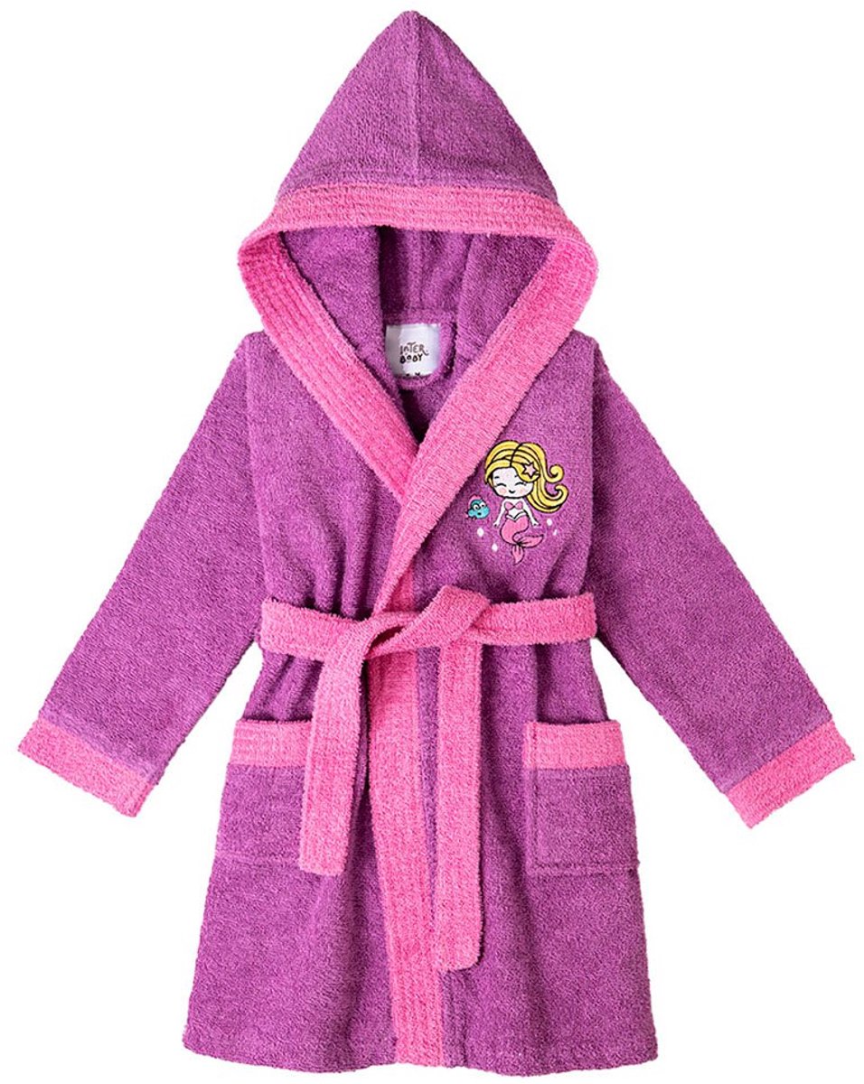 Interbaby Badjas Paars 10-12 Years Jongen