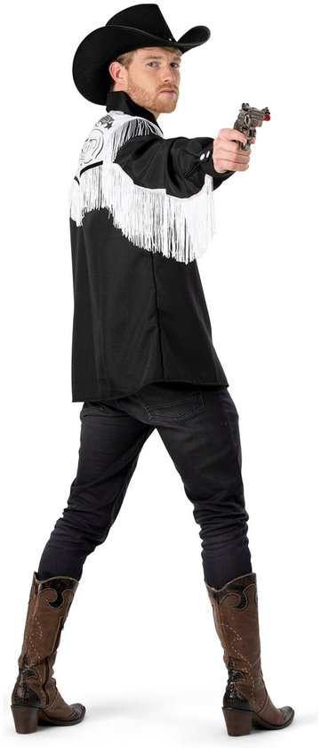 Funny Fashion - Costume de Cowboy & Cowgirl - Show Cowboy Rodeo Buddy Cow Man - Zwart / Wit - Taille 56-58 - Déguisements - Déguisements