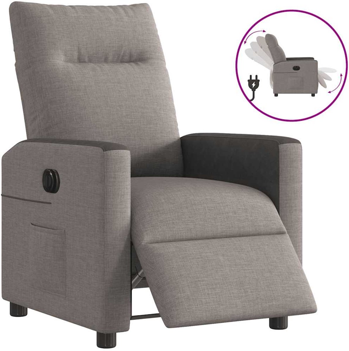 vidaXL Fauteuil - verstelbaar - elektrisch - stof - taupe taupe en zwart