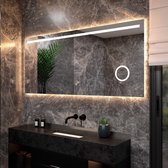 Miroir de salle de bain Mirlux avec Siècle des Lumières LED et Chauffage - Miroir mural rond - Miroir de douche anti-condensation - 180 x 80 cm