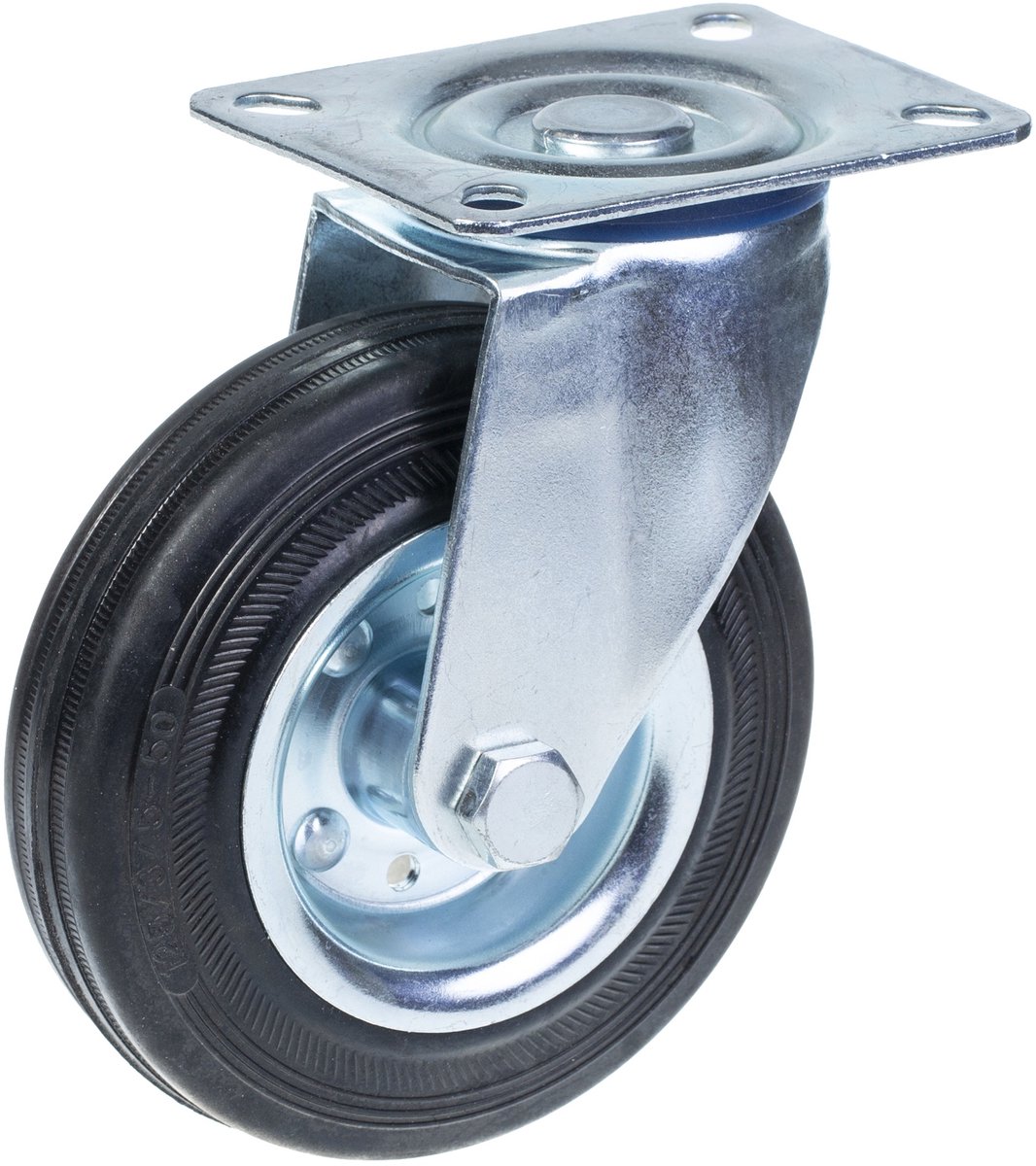 125 mm (5 inch) rubberen zwenkwiel, draaibaar, draagvermogen 240 kg, set van 2
