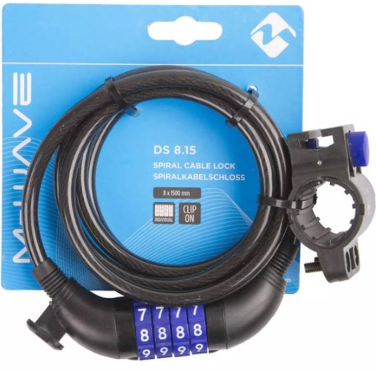 M-Wave Spiraalkabelslot - Cijfercode - 1500x8mm - Flexibel en Duurzaam