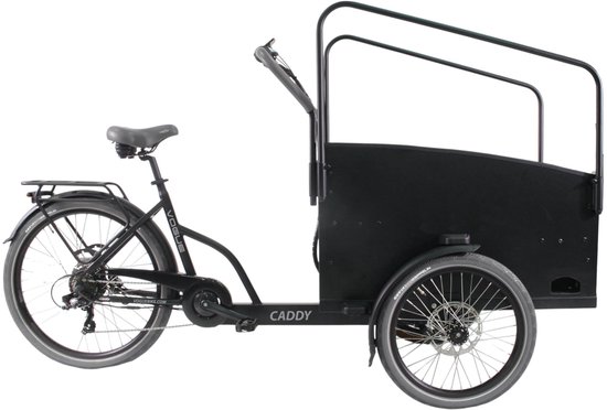 Vogue Caddy - Elektrische Bakfiets - Mat Zwart - Grijze Accenten - Accu 468Wh (36V, 13Ah) - Bafang Achterwielmotor - Shimano 7 Versnellingen - Hydraulische Remmen - Vogue - €1.819,00