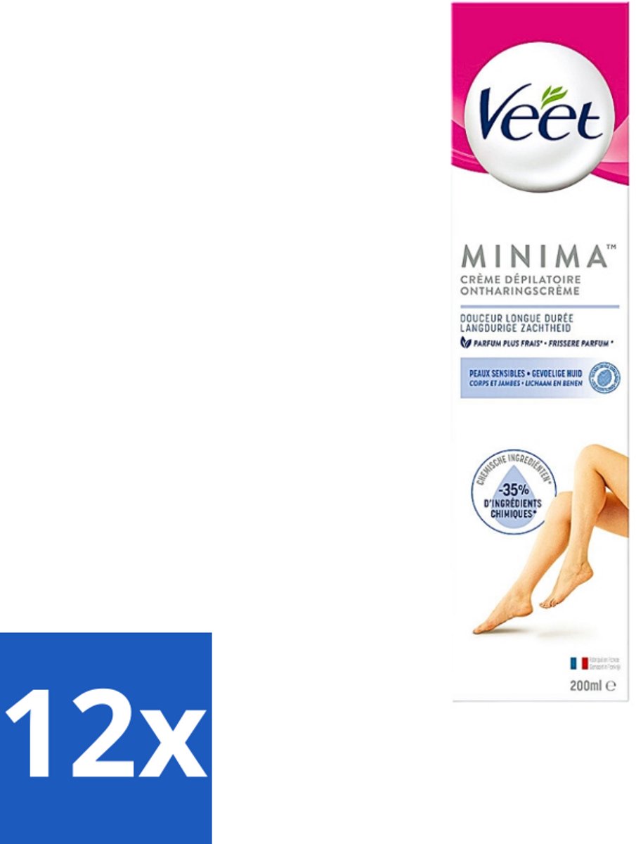 12 x Veet - Minima - Ontharingscrème - Normale Huid - 200ml - Ontharingscrème - Veet - Gladde Huid - Zachte Huid - Ontharen Benen