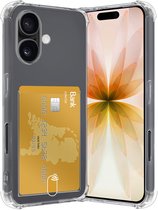 Hoes - Geschikt voor Apple iPhone 17 - Met Pashouder en Kaarthouder - Telefoon Hoesje Shockproof - Siliconen Case - Back Cover - Shock Proof - Pasjes Houder - Transparant