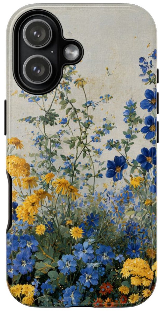 Blauwe en Gele Wilde Bloemen – Telefoonhoesje Geschikt voor iPhone 17