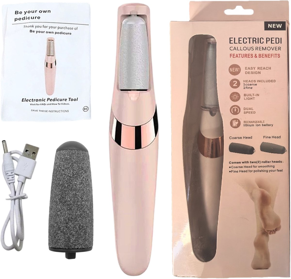 longziming Voetvijl Elektrisch – Harde Huid & Eelt Verwijderaar – USB Oplaadbaar – Voor Kloven & Droge Huid– Pedicure Tool voor Droge Huid